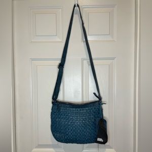 Vilenca Holland Crossbody Bag Woven Leather Blue NWT